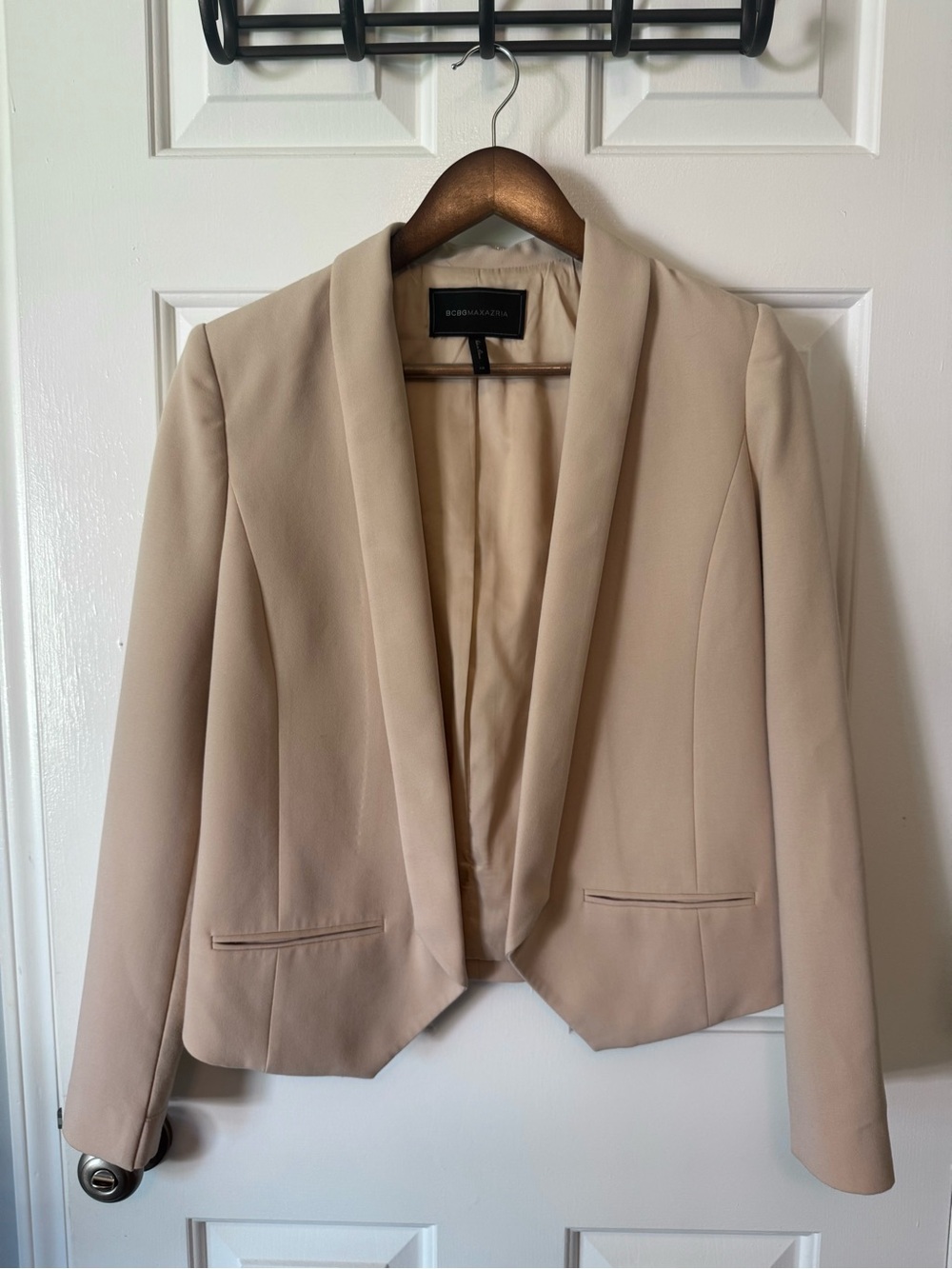 BCBGMAXAZRIA Women's Tan Open-Front Fredrick Blazer Jacket